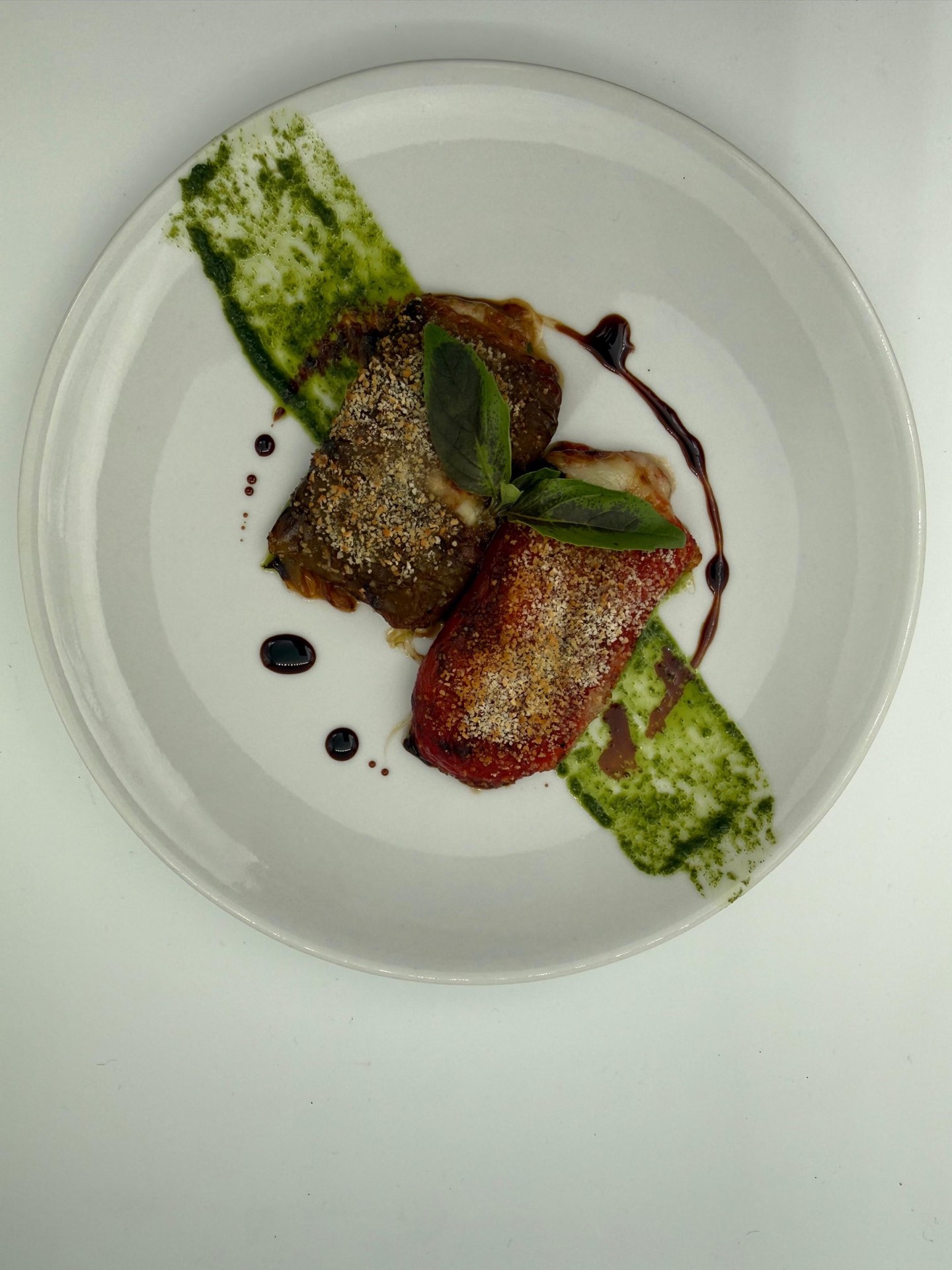 Melanzane involtini with basil pesto
